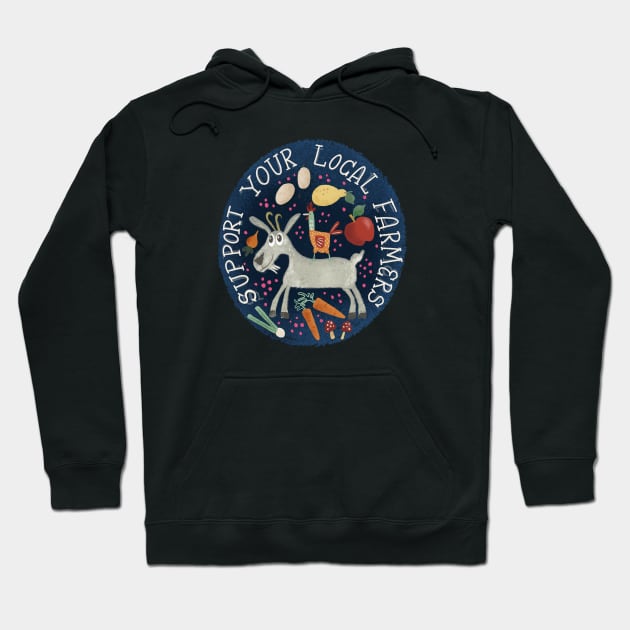 Support your local farmer//farmers market goat,fruit,vegetables design Hoodie by Bridgett3602